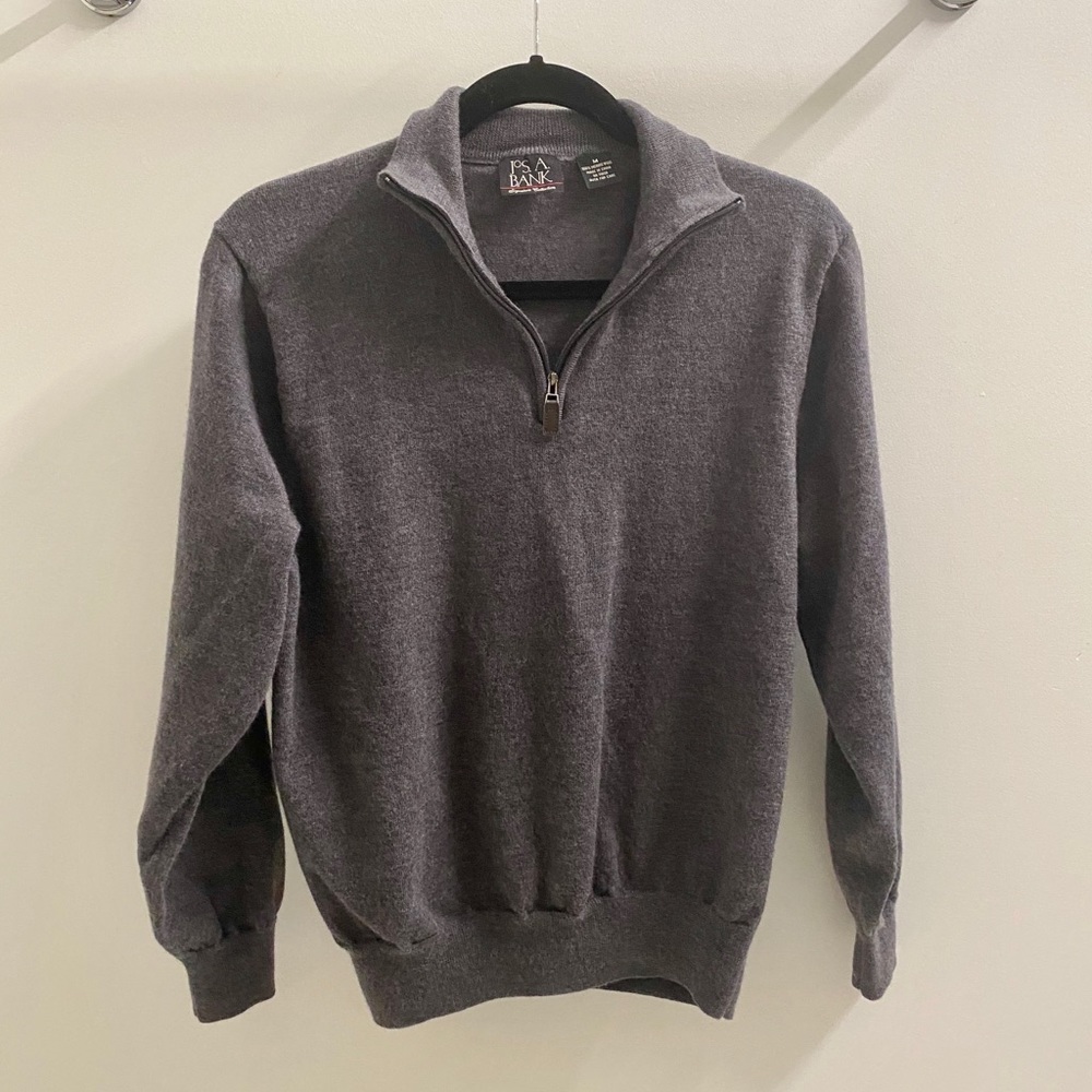 JoS.A.BANK Quarter Zip Wool Sweater